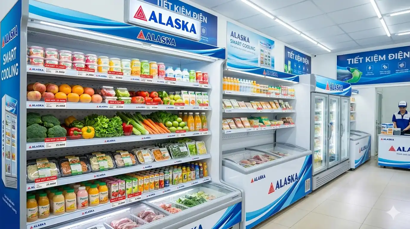 tủ mát trưng bày thực phẩm mẫu mới nhất năm 2026 đã có mặt tại Alaska Miền Bắc