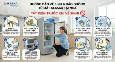 Cách vệ sinh và bảo dưỡng tủ mát Alaska giúp tủ luôn như mới