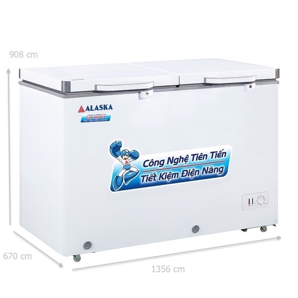 kích thước tủ đông mát alaska BCD 5568N