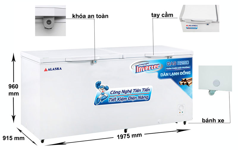 kích thước tiện ích tủ đông HB 1200CI