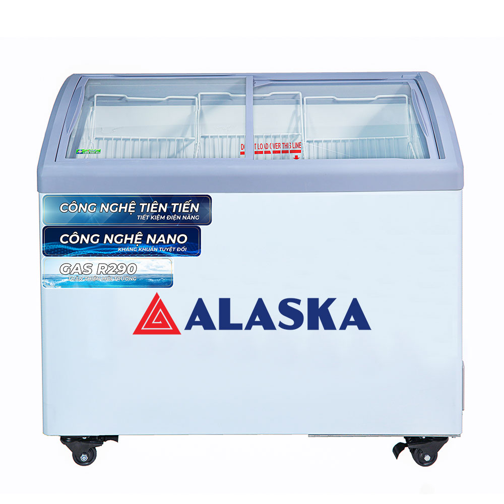 Thiết kế nắp kính lùa cường lực của tủ đông trưng bày Alaska KC-210