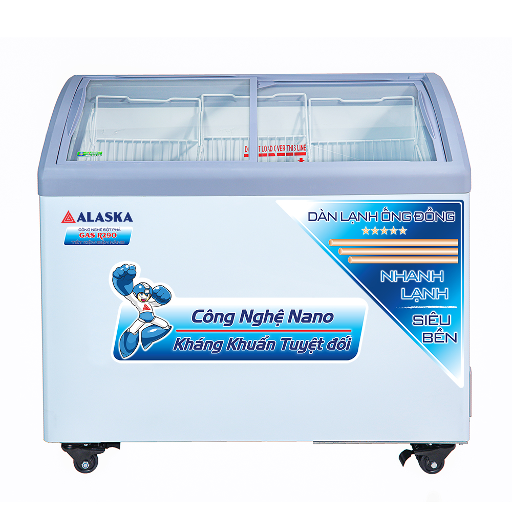 Tủ Đông Kính Cong Alaska KC-210C (300 Lít) Trưng Bày