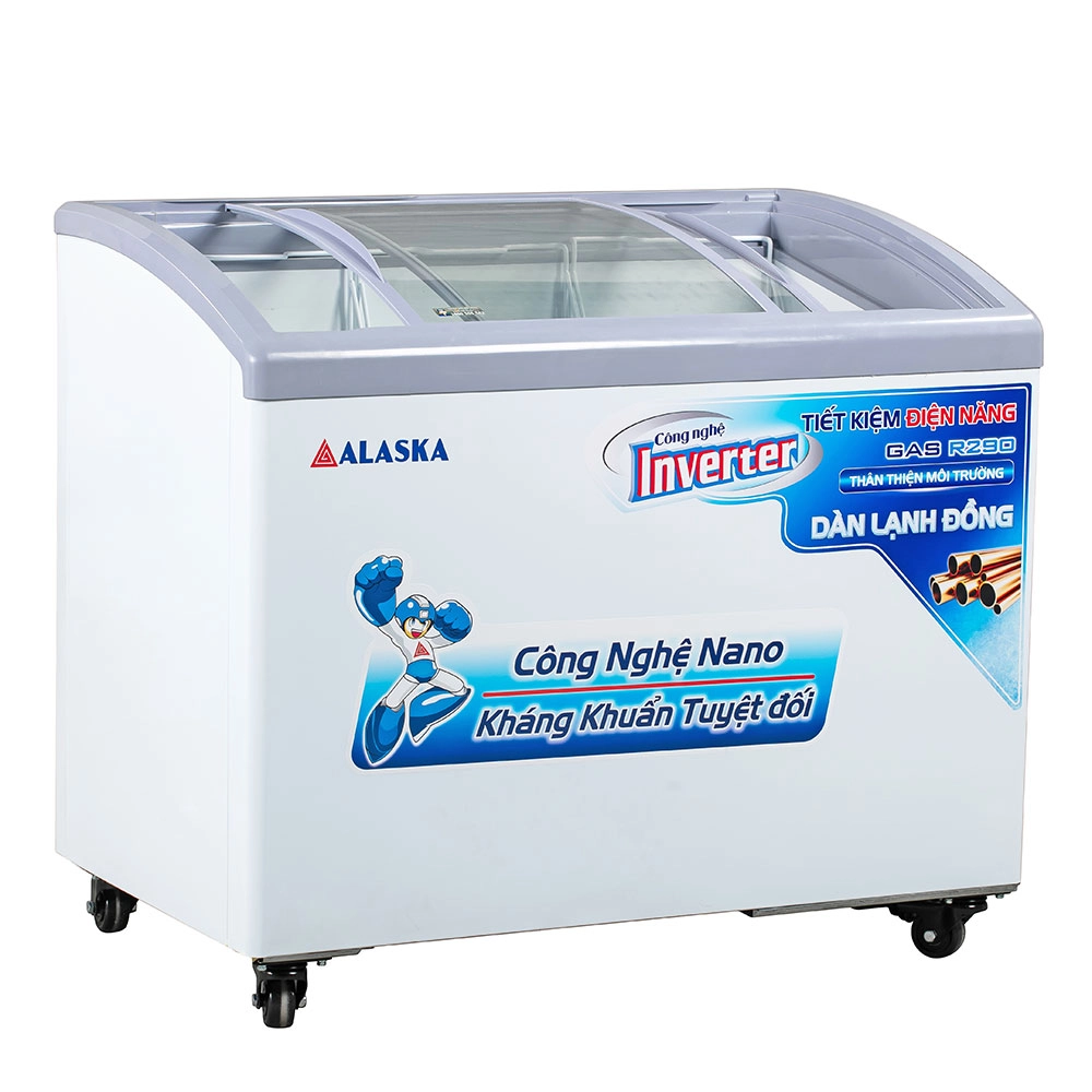 Tủ Đông Kính Cong Alaska Inverter KC-210CI (300 Lít)