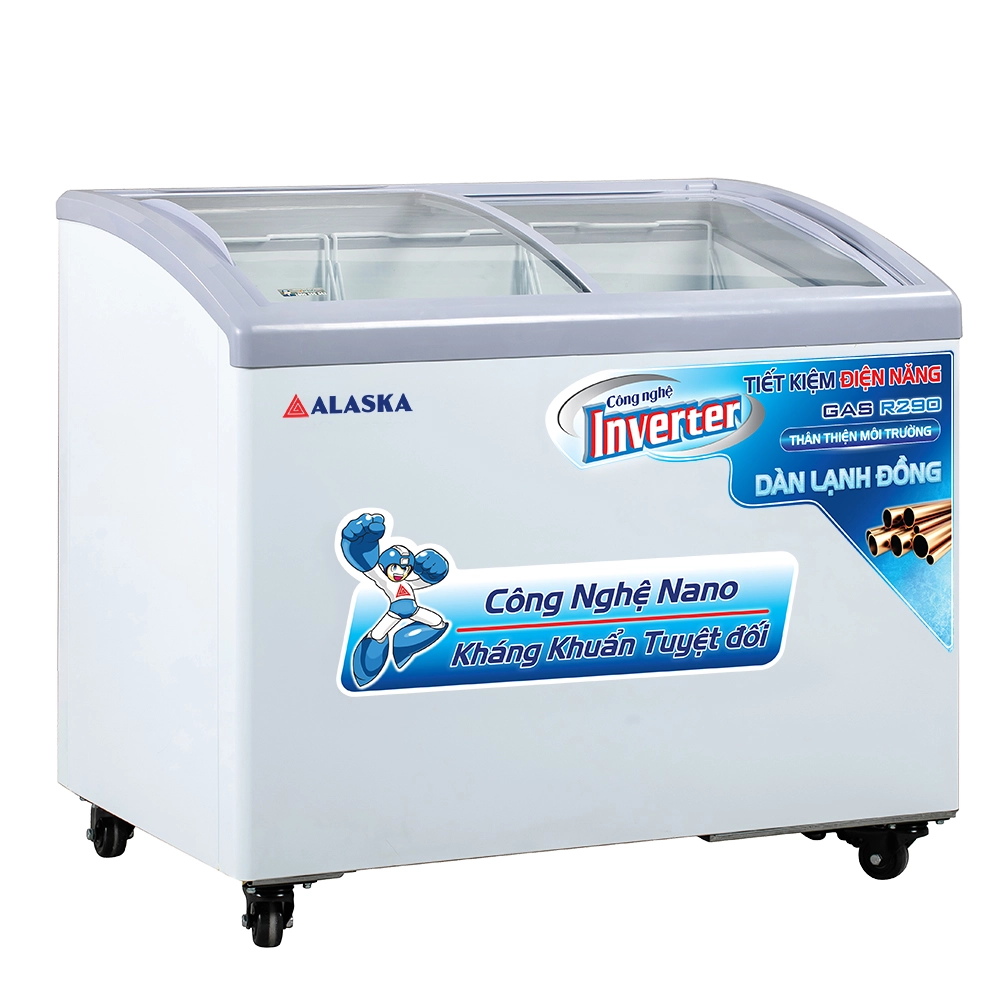 Tủ Đông Kính Cong Alaska Inverter KC-210CI (300 Lít)