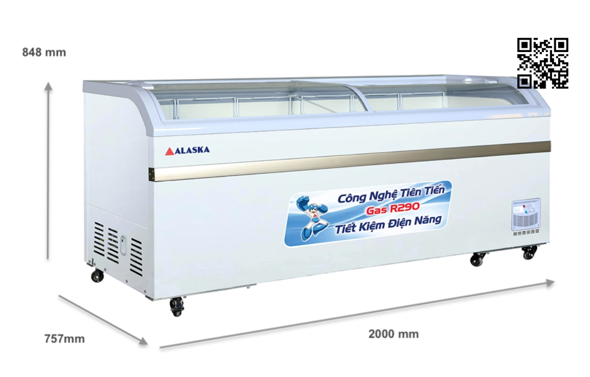 kích thước tủ đông alaska KC 550