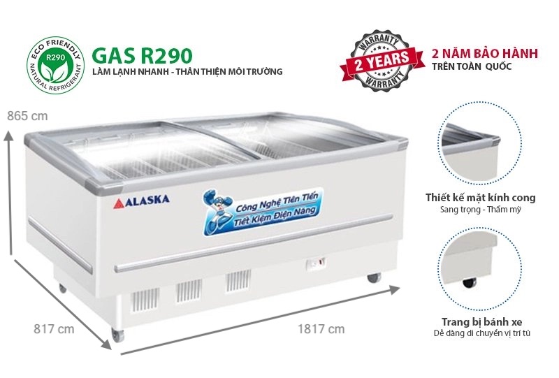 kích thước tủ đông alaska KN 400