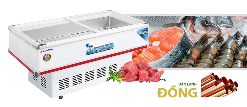 tủ đông nắp kính phẳng dàn đồng SD4SC