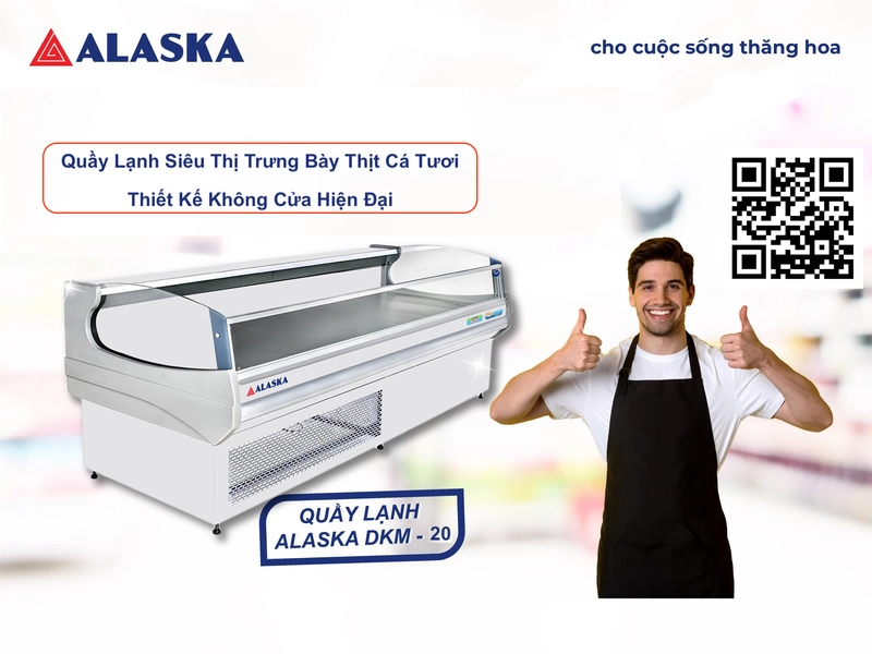 tủ quầy mát siêu thị trưng bày thịt cá tươi Alaksa DKM 20