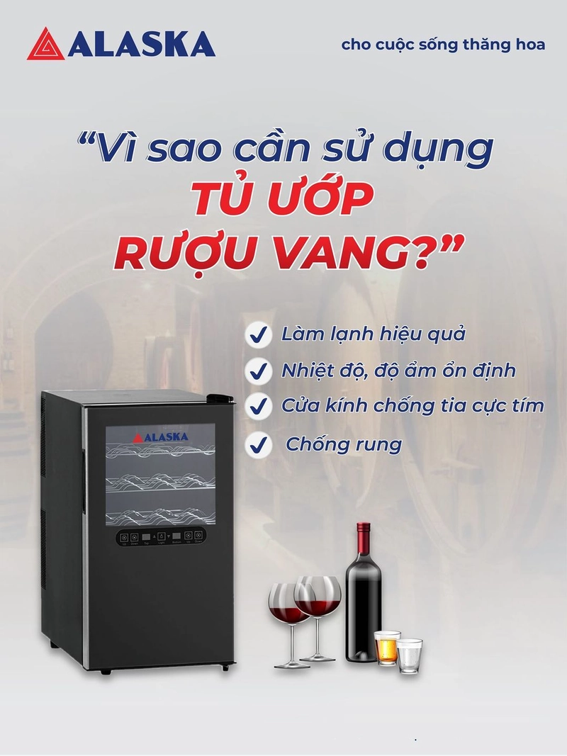 tủ uớp rượu vang alaska JC 18T